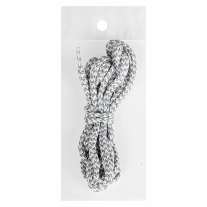 Шнурки с плоским сечением "Плетёные", d=5мм, 110см, пара, цвет белый/серый