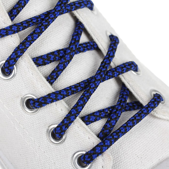 Шнурки с круглым сечением, d=5мм, 110см, пара, цвет синий/чёрный