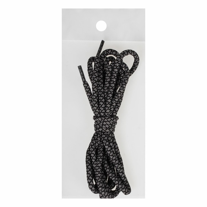 Шнурки с круглым сечением, d=5мм, 110см, пара, цвет серый/чёрный