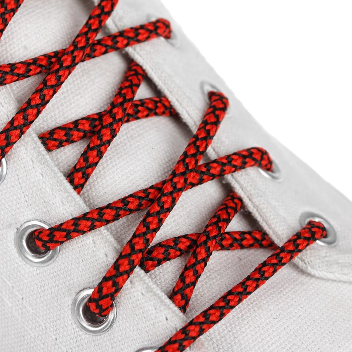 Шнурки с круглым сечением, d=5мм, 110см, пара, цвет красный/чёрный