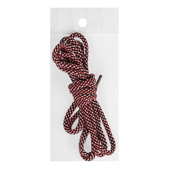 Шнурки с круглым сечением, d=6мм, 110см, пара, цвет белый/чёрный/красный
