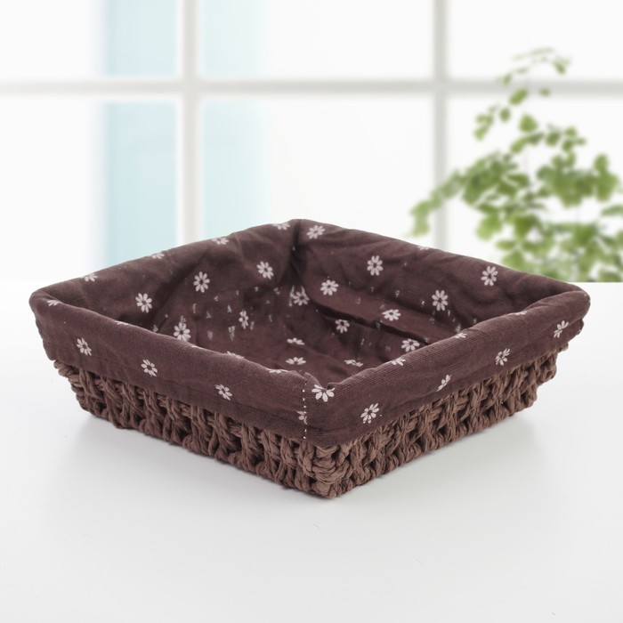 Корзина для хранения плетеная 21х21х6,5 см "Маргаритки" средняя