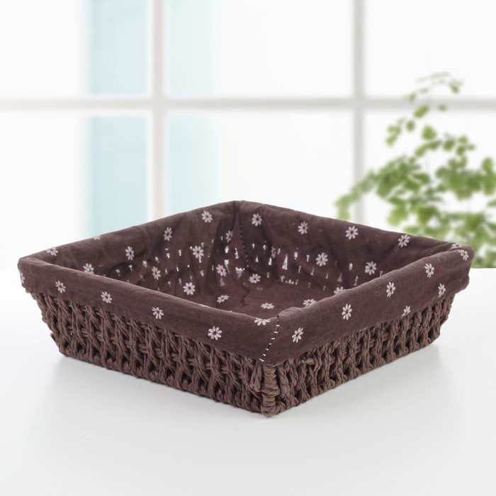 Корзина для хранения плетеная 25х25х7 см "Маргаритки" большая