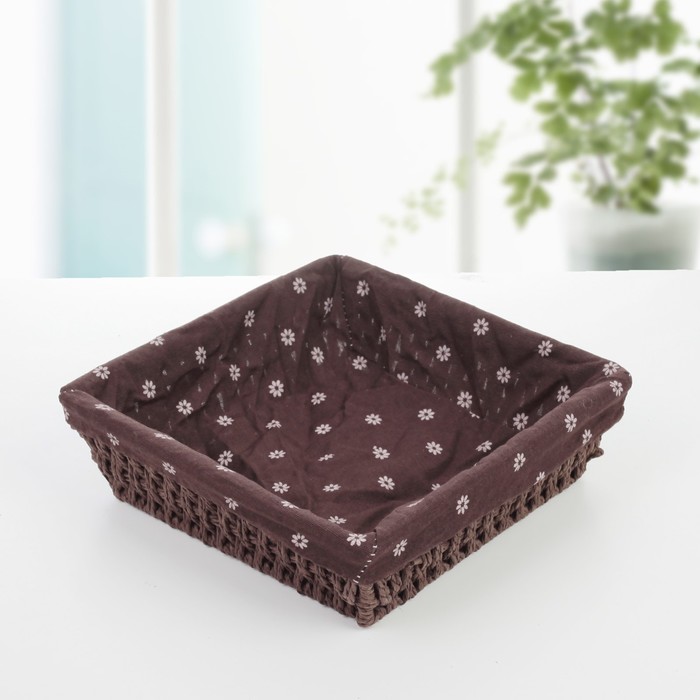 Корзина для хранения плетеная 25х25х7 см "Маргаритки" большая