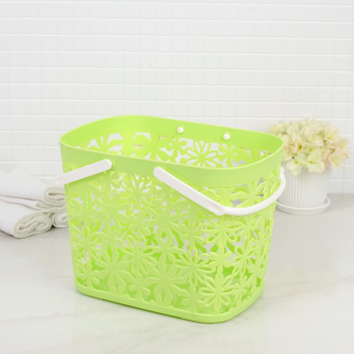 Корзина для хранения с ручками, 24х17х18 см, цвет МИКС