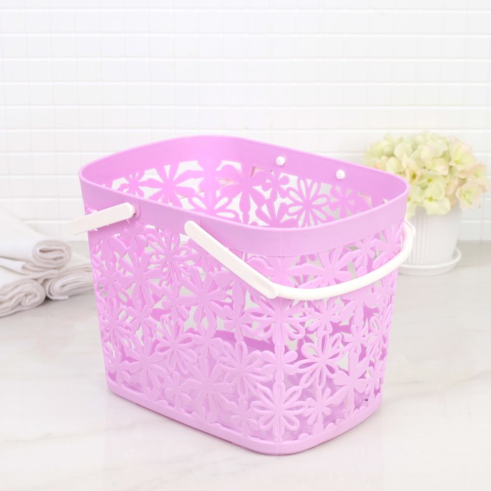 Корзина для хранения с ручками, 24х17х18 см, цвет МИКС