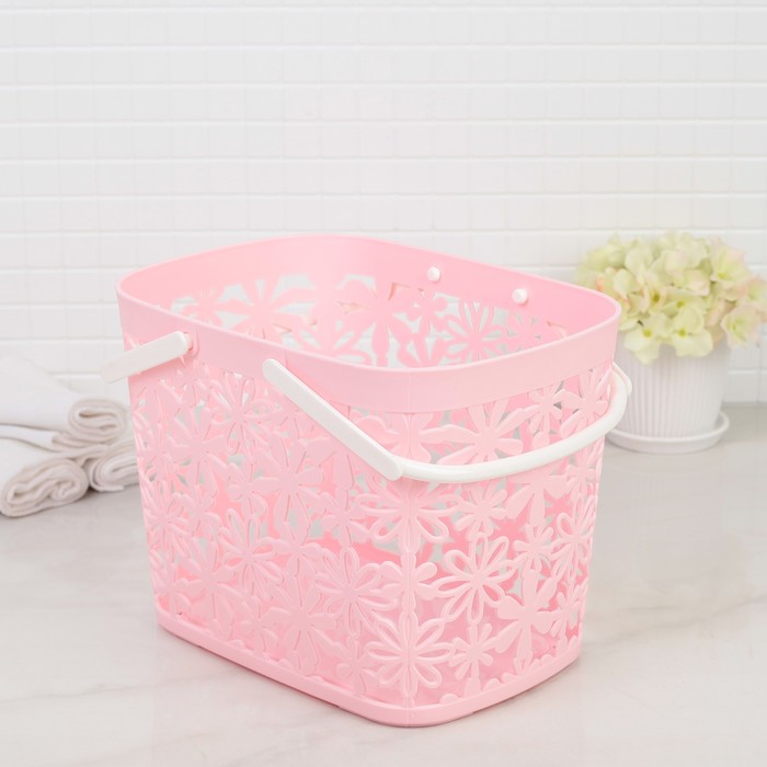 Корзина для хранения с ручками, 24х17х18 см, цвет МИКС