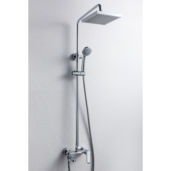 Душевая колонна BRAVAT OPAL, со смесителем для ванны, поворотный излив (верхний душ квадратной формы)