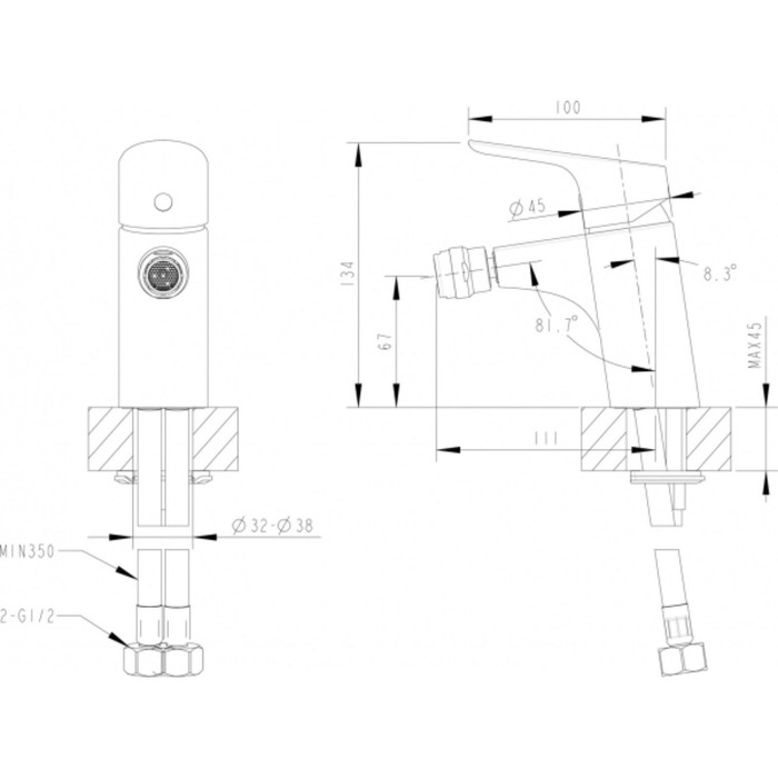Смеситель для биде BRAVAT DROP