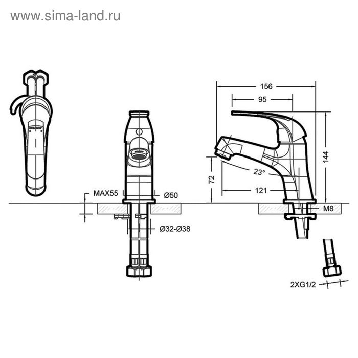 фото Смеситель для раковины bravat fit 7f1135188cp-rus