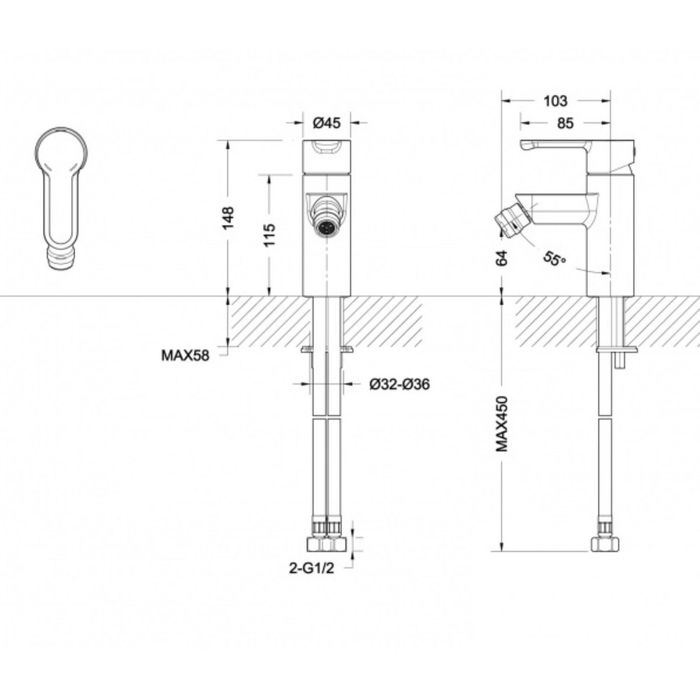 Смеситель для биде BRAVAT STREAM