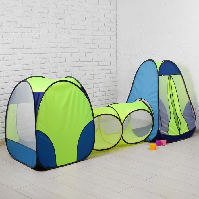 Палатка "Радужный домик" 4 грани конус+4 грани квадрат+тоннель из 2 секций ПИ-004/2К-СТ3