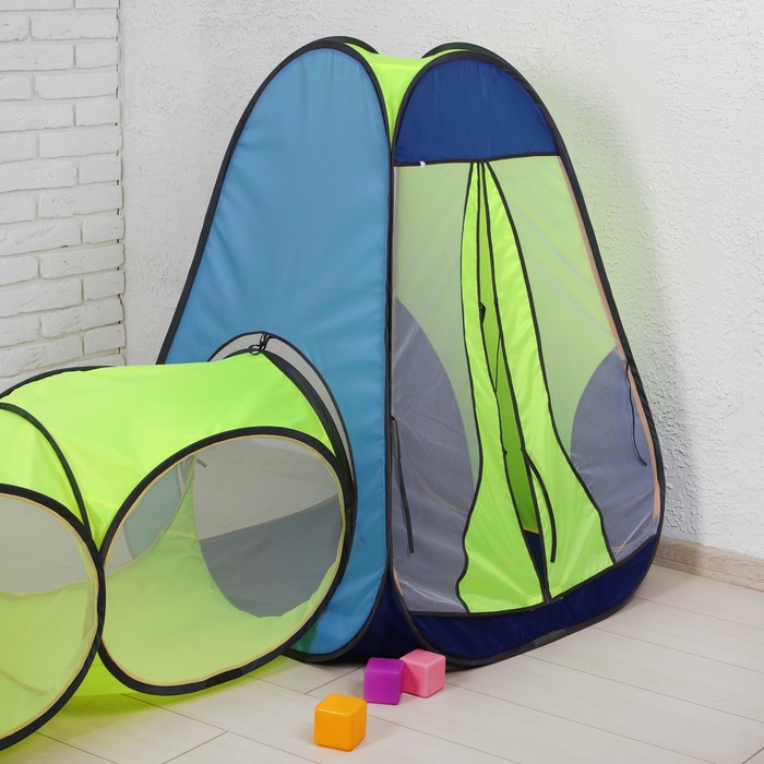 Палатка "Радужный домик" 4 грани конус+4 грани квадрат+тоннель из 2 секций ПИ-004/2К-СТ3