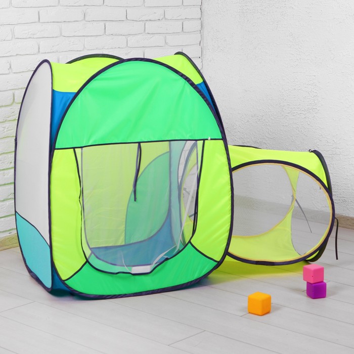 Палатка "Радужный домик" из квадрат.палатки и 1-секционного тоннеля ПИ-004КТ-СТ2