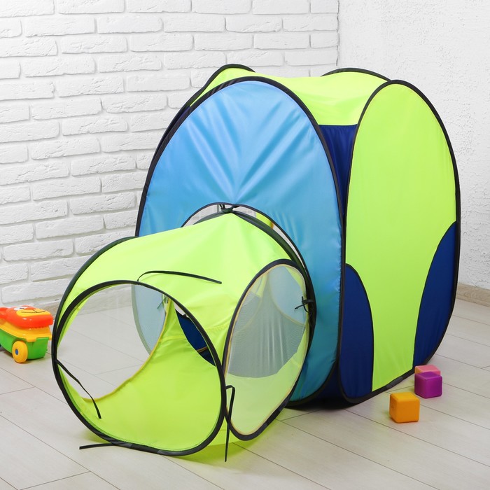 Палатка "Радужный домик" из квадрат.палатки и 1-секционного тоннеля ПИ-004КТ-СТ3