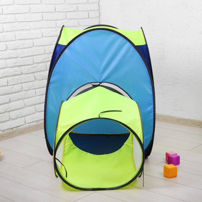 Палатка "Радужный домик" из квадрат.палатки и 1-секционного тоннеля ПИ-004КТ-СТ3