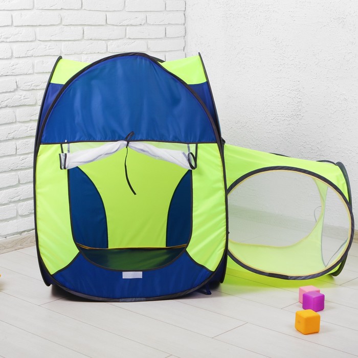 Палатка "Радужный домик" из квадрат.палатки и 1-секционного тоннеля ПИ-004КТ-СТ3