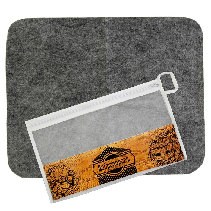 Коврик для бани в косметичке "Классический" овальный, серый