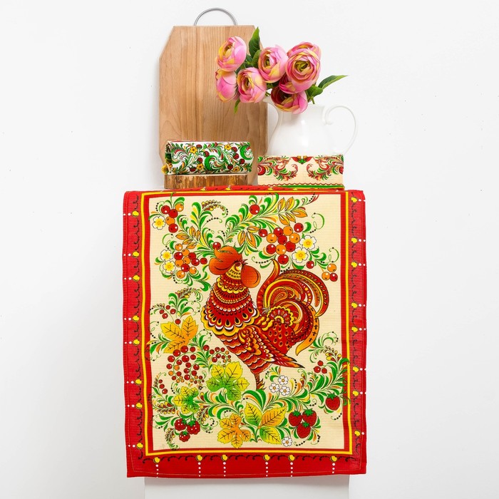 Набор полотенец DomoVita "Золотой Петушок", 45х60 см, 3 шт в коробке