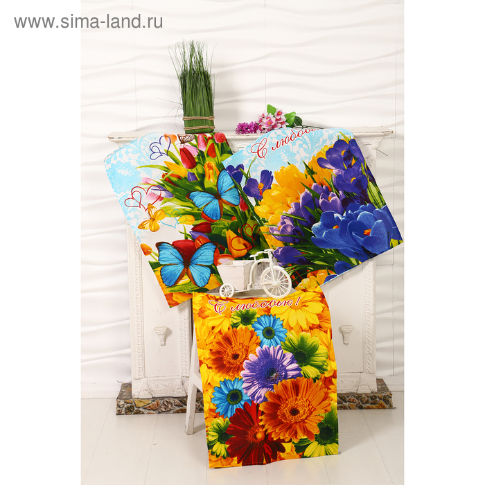 фото Набор полотенец domovita "цветник", 45х60 см, 3 шт в коробке