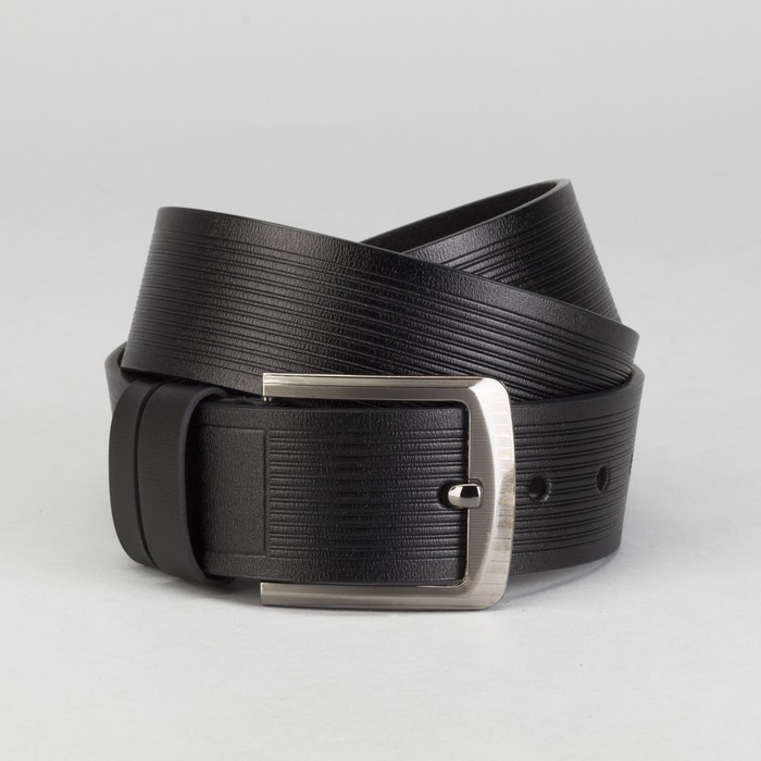 Ремень мужской, пряжка тёмный металл, ширина - 4,5 см, цвет чёрный