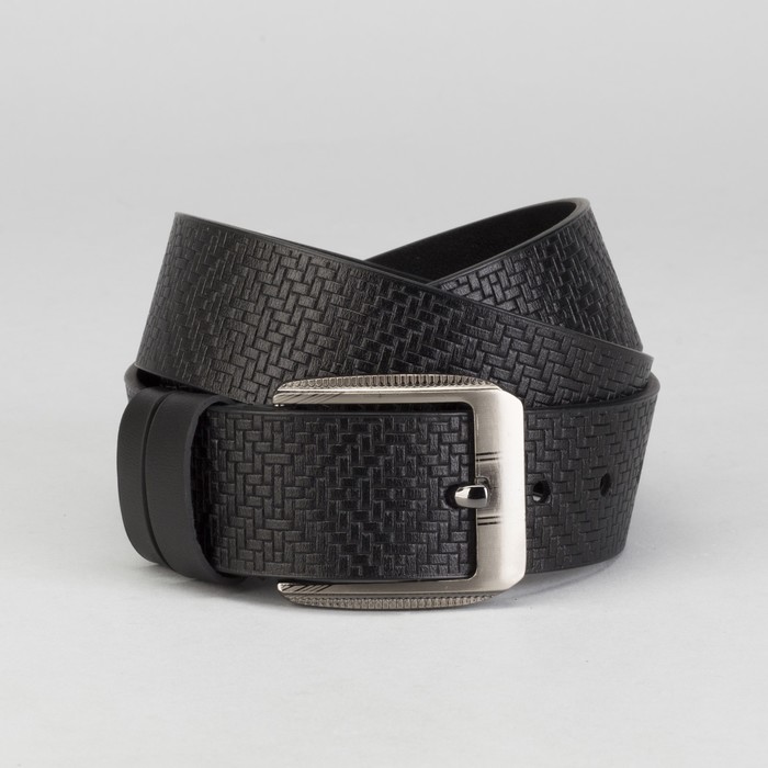 Ремень мужской, пряжка тёмный металл, ширина - 4,5 см, цвет чёрный