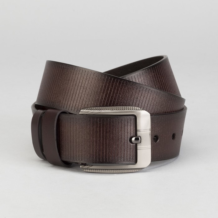 Ремень мужской, пряжка тёмный металл, ширина - 4,5 см, цвет кофе