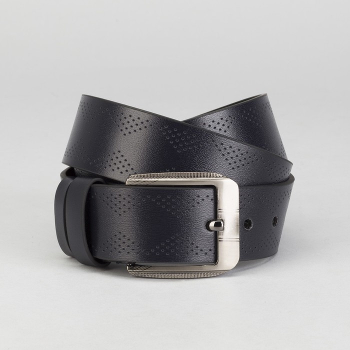 Ремень мужской, пряжка тёмный металл, ширина - 4,5 см, цвет синий