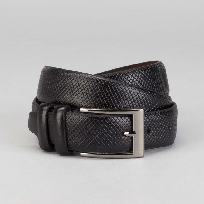Ремень мужской, пряжка тёмный металл, ширина - 3,5 см, цвет чёрный