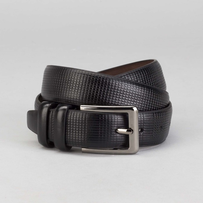 Ремень мужской, пряжка тёмный металл, ширина - 3,5 см, цвет чёрный