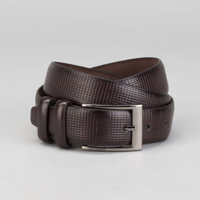 Ремень мужской, пряжка тёмный металл, ширина - 3,5 см, цвет кофе