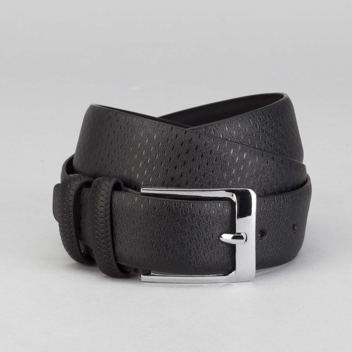 Ремень мужской, пряжка металл, ширина - 4 см, цвет чёрный