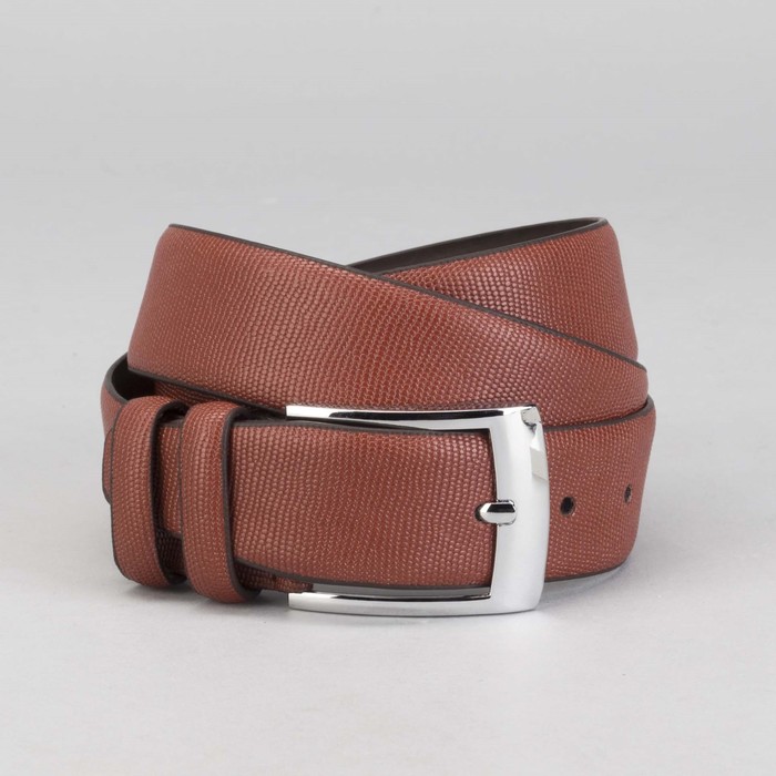 Ремень мужской, пряжка металл, ширина - 4 см, цвет рыжий