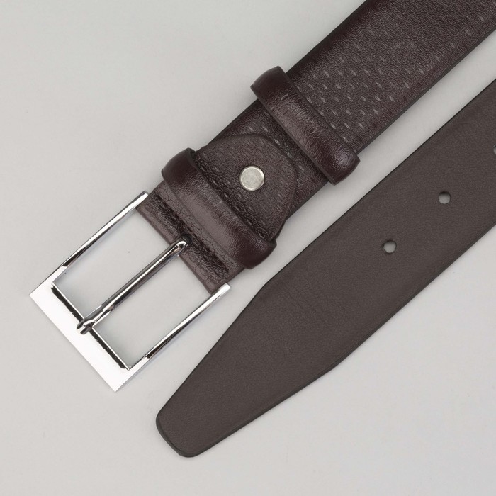 Ремень мужской, пряжка металл, ширина - 4 см, цвет кофе