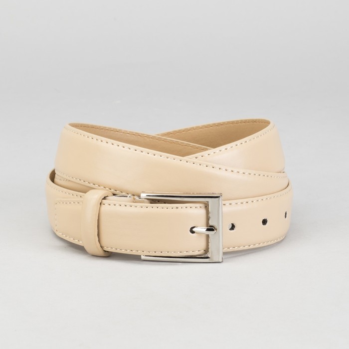 Ремень мужской Великан, гладкий, пряжка металл, ширина - 3,5 см, цвет бежевый