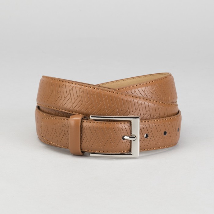 Ремень мужской Великан, гладкий, пряжка металл, ширина - 3,5 см, цвет рыжий