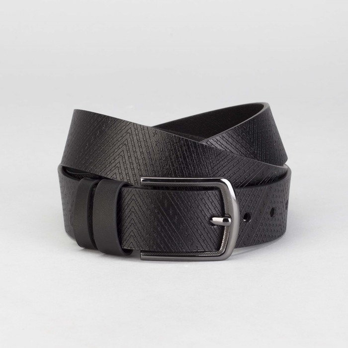 Ремень мужской Великан, пряжка тёмный металл, ширина - 4 см, цвет чёрный
