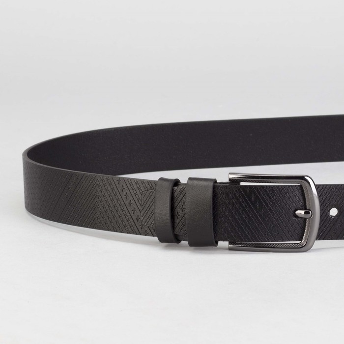 Ремень мужской Великан, пряжка тёмный металл, ширина - 4 см, цвет чёрный