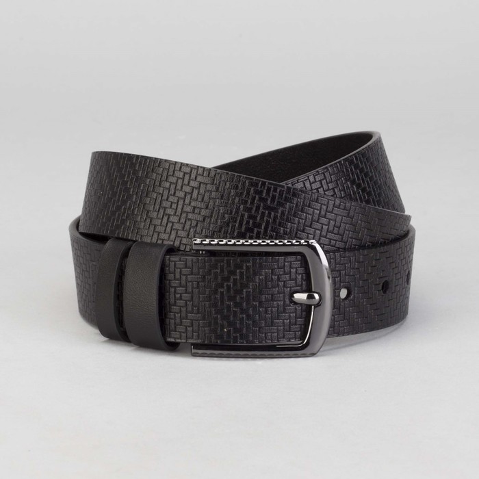 Ремень мужской Великан, пряжка тёмный металл, ширина - 4 см, цвет чёрный
