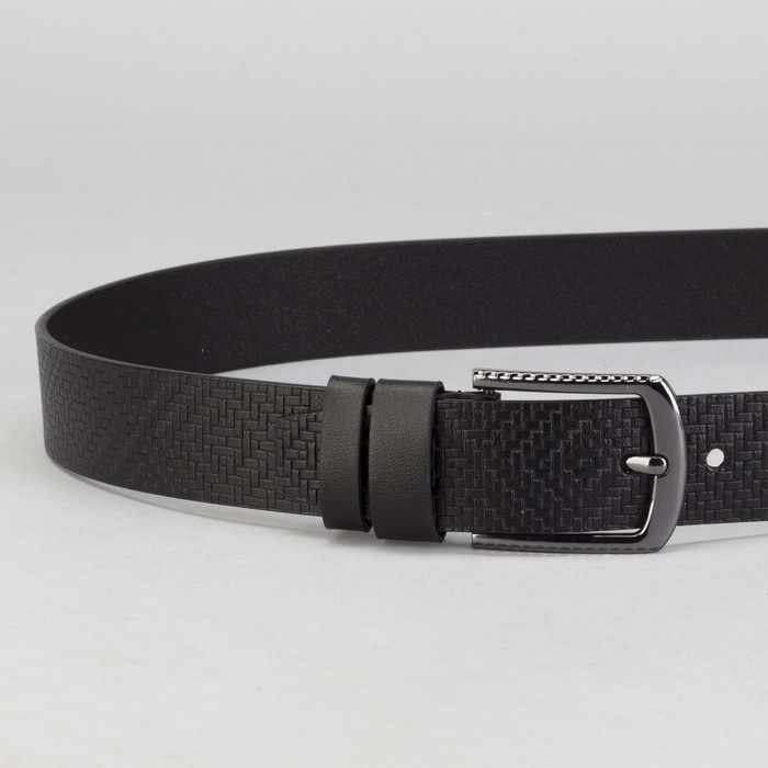 Ремень мужской Великан, пряжка тёмный металл, ширина - 4 см, цвет чёрный