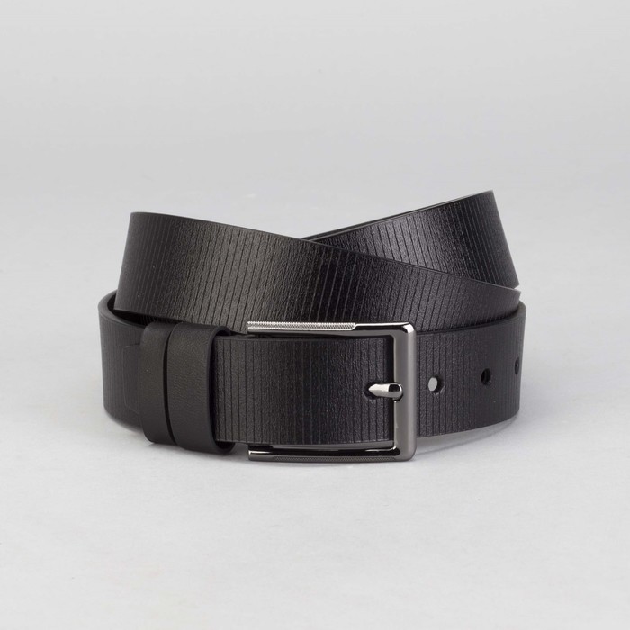 Ремень мужской Великан, пряжка тёмный металл, ширина - 4 см, цвет чёрный