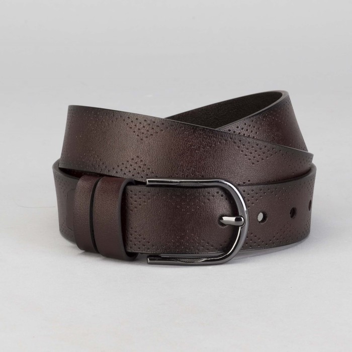 Ремень мужской Великан, пряжка тёмный металл, ширина - 4 см, цвет кофе