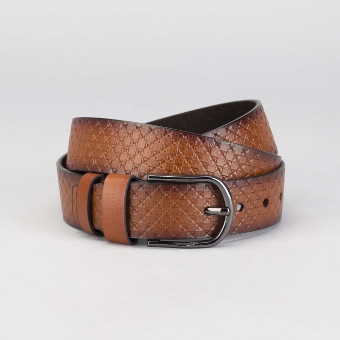 Ремень мужской Великан, пряжка тёмный металл, ширина - 4 см, цвет рыжий