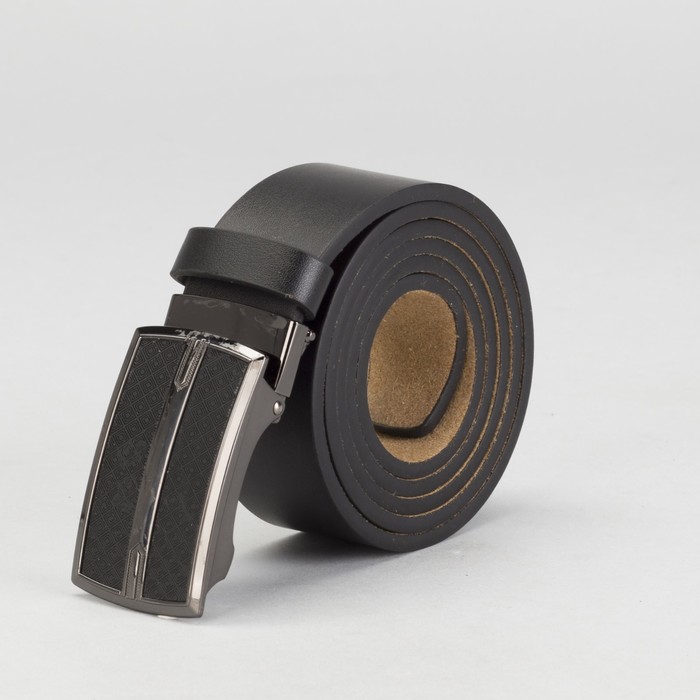 Ремень мужской, гладкий, пряжка зажим микс, ширина - 4 см, цвет чёрный