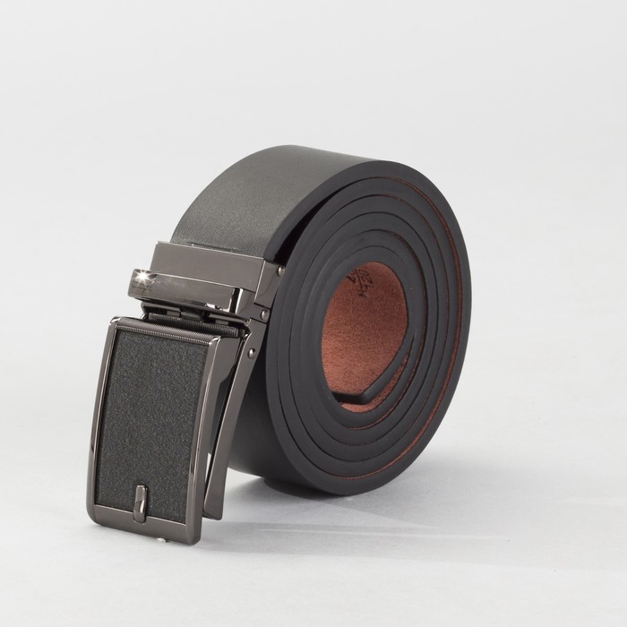 Ремень мужской, гладкий, пряжка зажим микс, ширина - 4 см, цвет чёрный