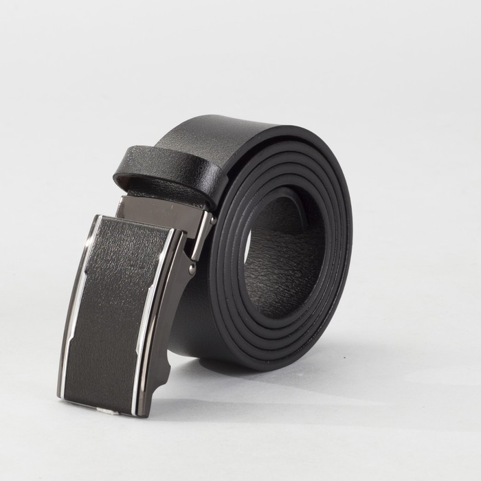 Ремень мужской, гладкий, пряжка зажим микс, ширина - 4 см, цвет чёрный