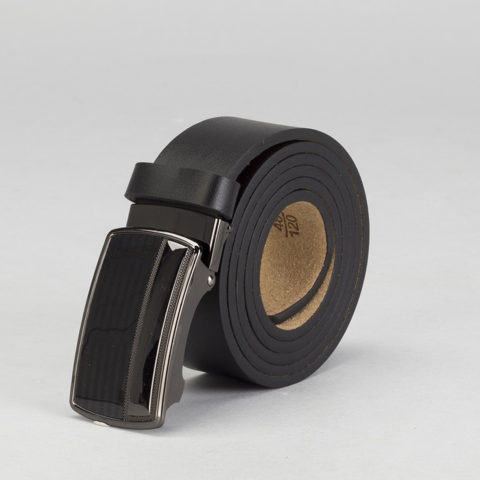Ремень мужской, гладкий, пряжка зажим микс, ширина - 4 см, цвет чёрный