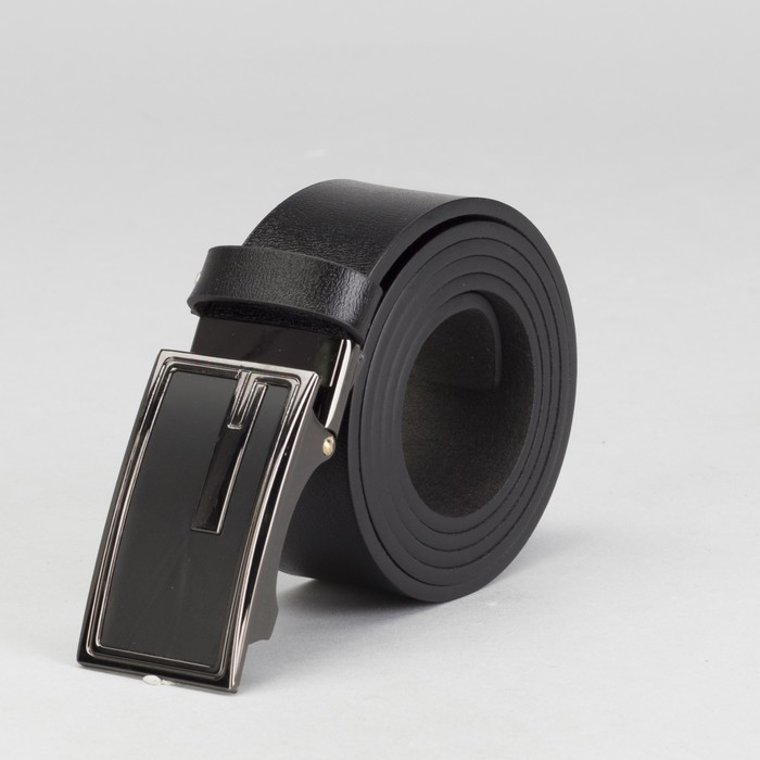 Ремень мужской, гладкий, пряжка зажим микс, ширина - 4 см, цвет чёрный