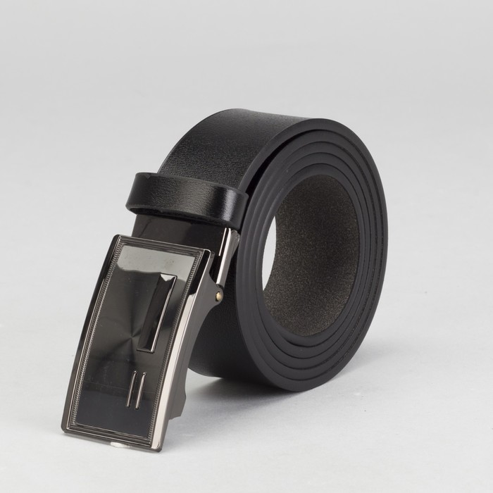 Ремень мужской, гладкий, пряжка зажим микс, ширина - 4 см, цвет чёрный
