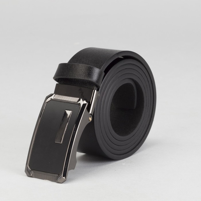 Ремень мужской, гладкий, пряжка зажим микс, ширина - 4 см, цвет чёрный